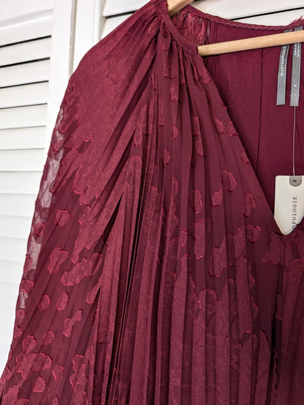 NWT Anthropologie Toulon Pleated Mini Dress in Plum - Size Small - Picture 6 of 16